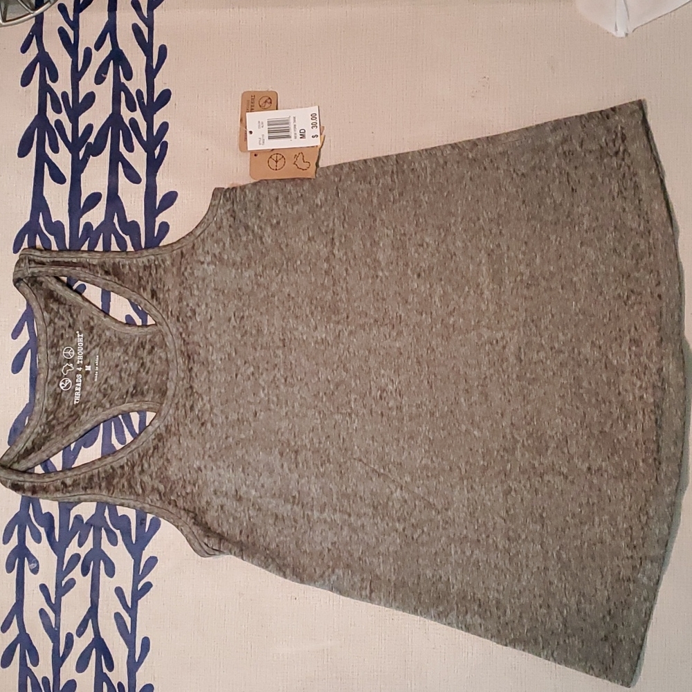 Threads for thought green racerback tank top Size M